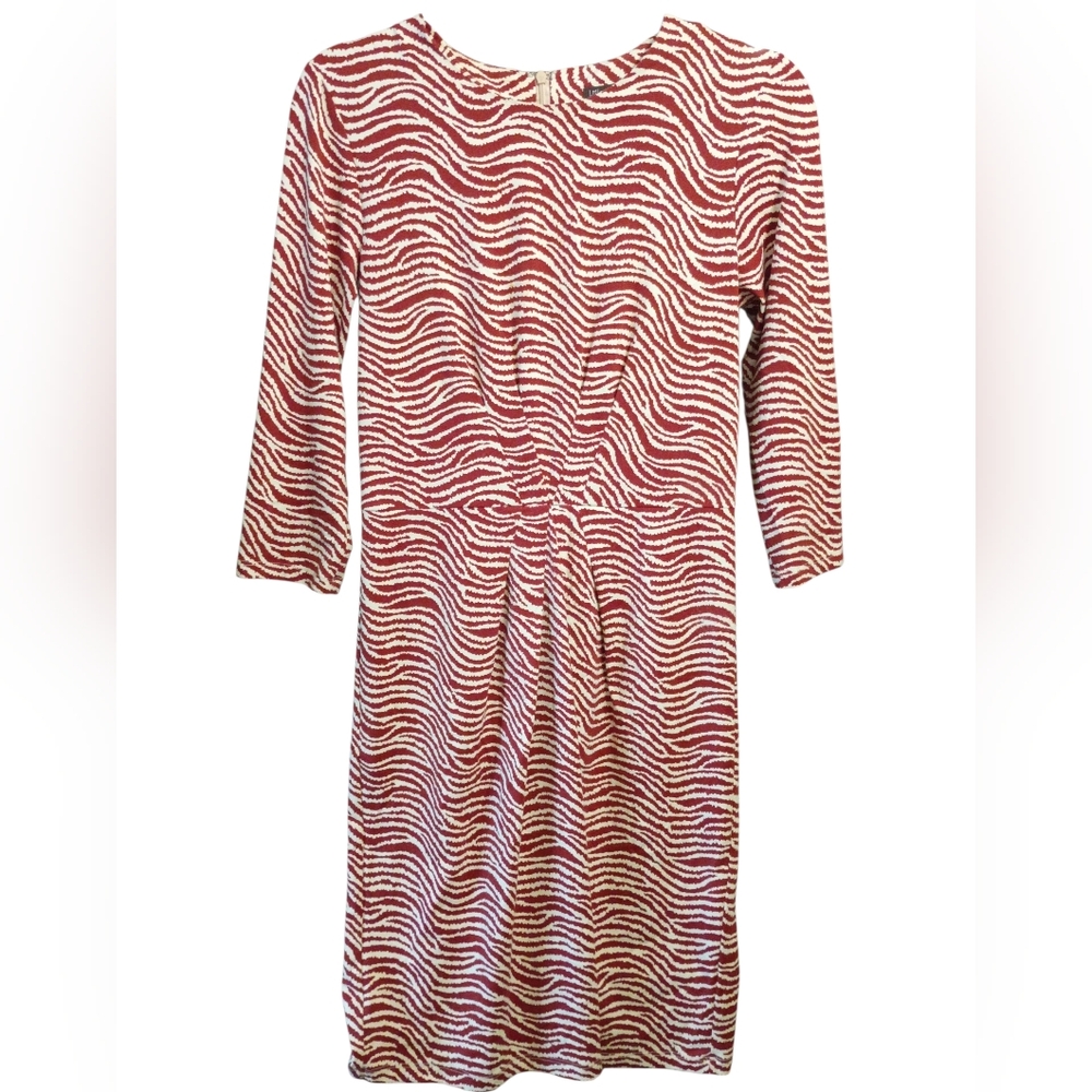 J. McLaughlin Ruched Waist A-Line Catalina Cloth Zebra Print Dress Size Small
